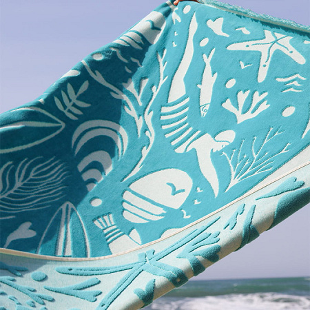 Drap de plage Escale Turquoise 100×180 cm Jean Vier