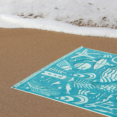 Drap de plage Escale Turquoise 100×180 cm Jean Vier