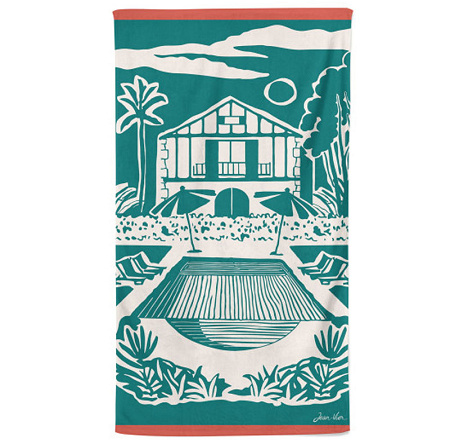 Drap de plage Etxola Vert pin 100×180 cm Jean Vier