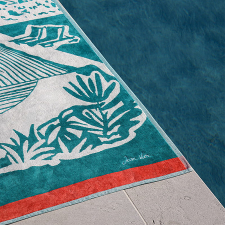 Drap de plage Etxola Vert pin 100×180 cm Jean Vier