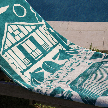 Drap de plage Etxola Vert pin 100×180 cm Jean Vier