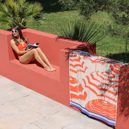 Drap de plage grandes vacances Corail 100×180 cm Jean Vier