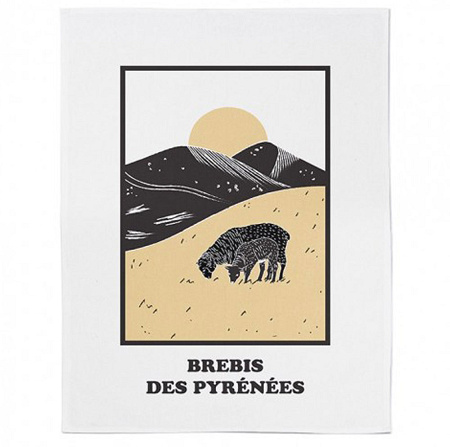 Essuie-mains Koadro Brebis de Pyré­nées Soleil 45×60 cm Jean Vier