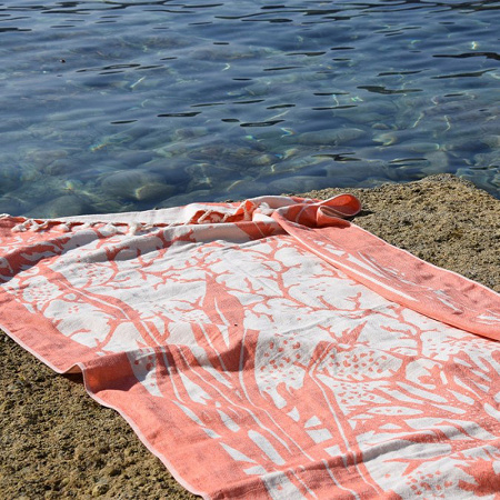 Fouta Anémone Corail 90×160 cm Jean Vier