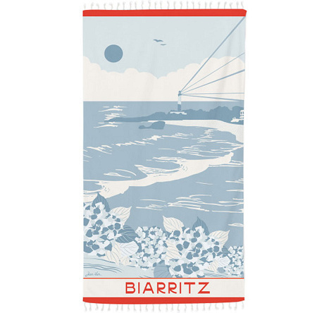 Fouta Grande Plage Bleu paon 90×160 cm Jean Vier