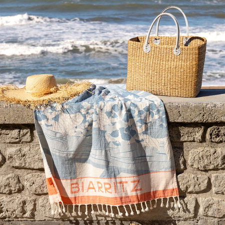 Fouta Grande Plage Bleu paon 90×160 cm Jean Vier