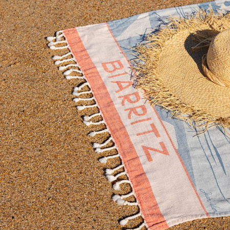 Fouta Grande Plage Bleu paon 90×160 cm Jean Vier