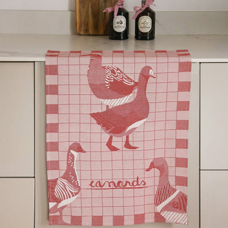Torchon Kontatu Canard Rouge Cerise 50×70 cm Jean Vier