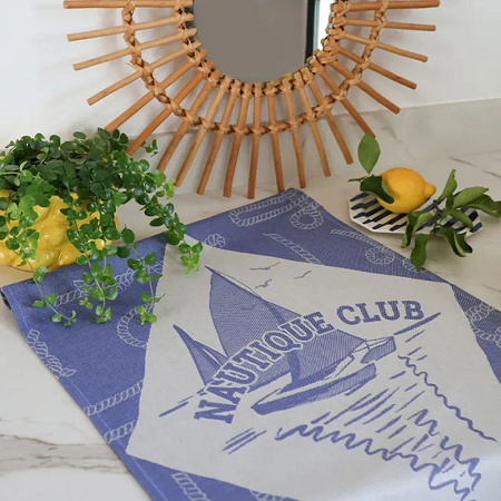 Torchon Kontatu Nautique Club Bleu 50×70 cm Jean Vier