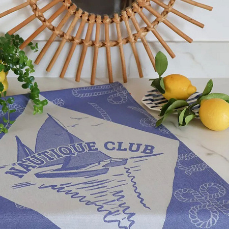Torchon Kontatu Nautique Club Bleu 50×70 cm Jean Vier