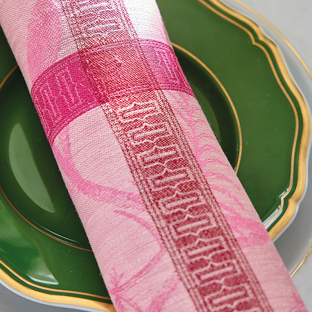 4 serviettes de table A l’Oran­ge­rie Magno­lia 55×55 cm Le Jacquard Français
