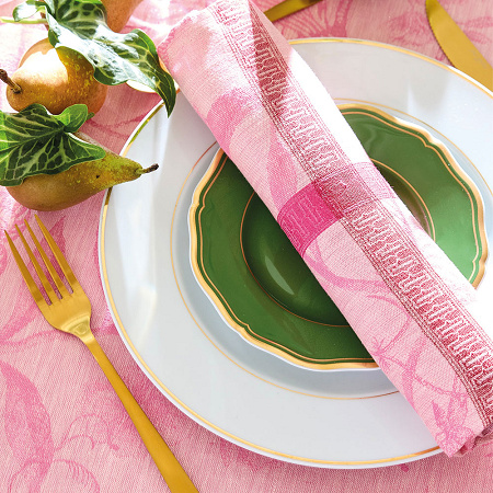 4 serviettes de table A l’Oran­ge­rie Magno­lia 55×55 cm Le Jacquard Français