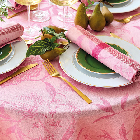 4 serviettes de table A l’Oran­ge­rie Magno­lia 55×55 cm Le Jacquard Français