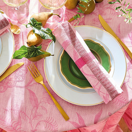 4 serviettes de table A l’Oran­ge­rie Magno­lia 55×55 cm Le Jacquard Français