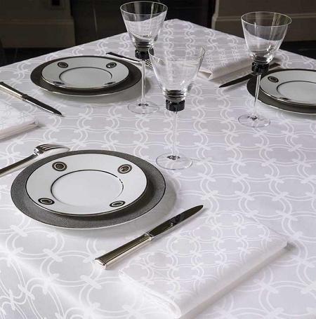 4 serviettes de table anneaux blanc 50×50 cm Le Jacquard Français