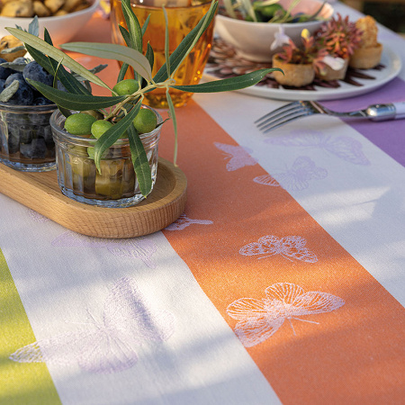 4 serviettes de table Bal des Papillons Citrus 50×50 cm Le Jacquard Français