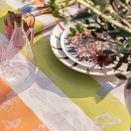 4 serviettes de table Bal des Papillons Citrus 50×50 cm Le Jacquard Français