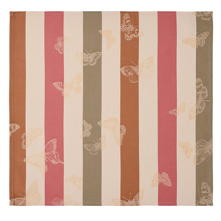 4 serviettes de table Bal des Papillons Pêche 50×50 cm Le Jacquard Français