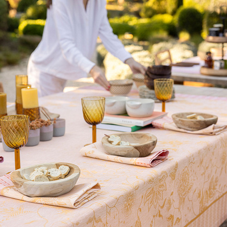4 serviettes de table Eté Indien Abri­cot 58×58 cm Le Jacquard Français
