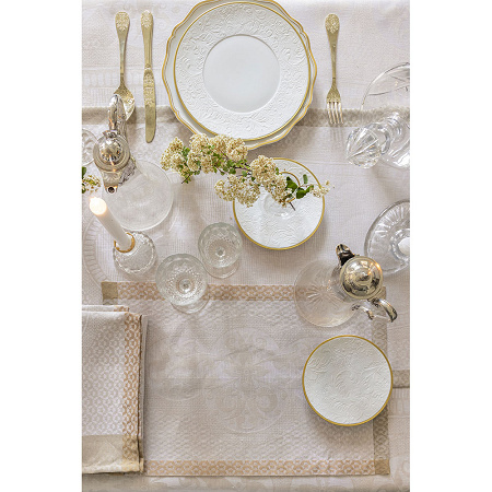 4 serviettes de table Evasion Céleste Traver­tin 58×58 cm Le Jacquard Français