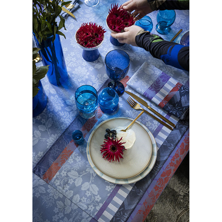 4 serviettes de table Gipsy Azur 50×50 cm Le Jacquard Français