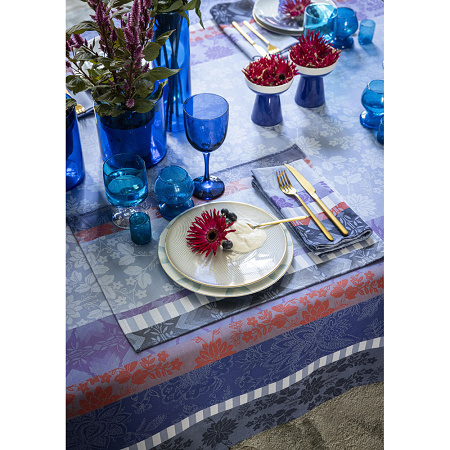 4 serviettes de table Gipsy Azur 50×50 cm Le Jacquard Français