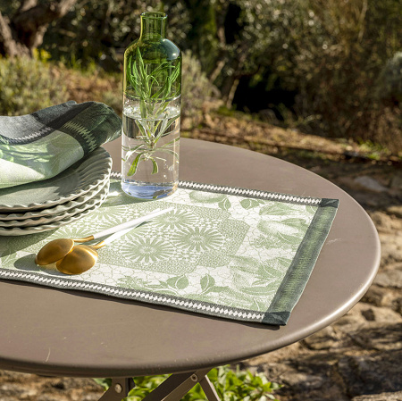 4 serviettes de table Jardin d’Orient Fontaine 58×58 cm Le Jacquard Français