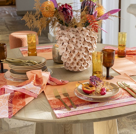 4 serviettes de table Mumbai Mari­gold 50×50 cm Le Jacquard Français