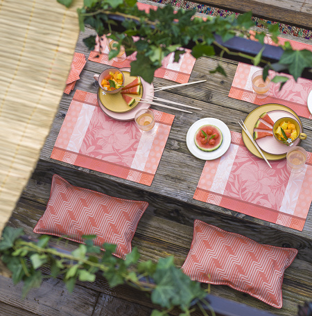 4 Serviettes de table Nature Urbaine Quartz 58×58 cm Le Jacquard Français