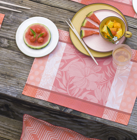 4 Serviettes de table Nature Urbaine Quartz 58×58 cm Le Jacquard Français