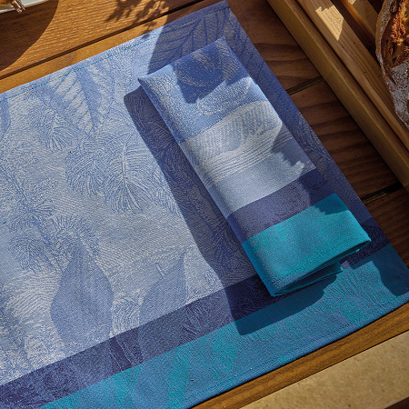 4 serviettes de table Sinha­râja Océan 50×50 cm Le Jacquard Français
