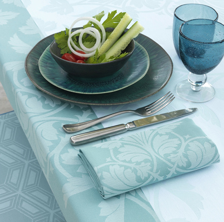 4 Serviettes de table Syra­cuse aqua 58×58 cm Le Jacquard Français