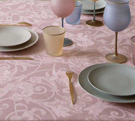 4 serviettes de table tivoli rose poudre 58×58 cm Le Jacquard Français