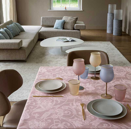 4 sets de table tivoli rose poudre 50×38 cm Le Jacquard Français