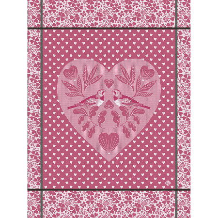 4 Torchons Amour Pivoine 60×80 cm Le Jacquard Français