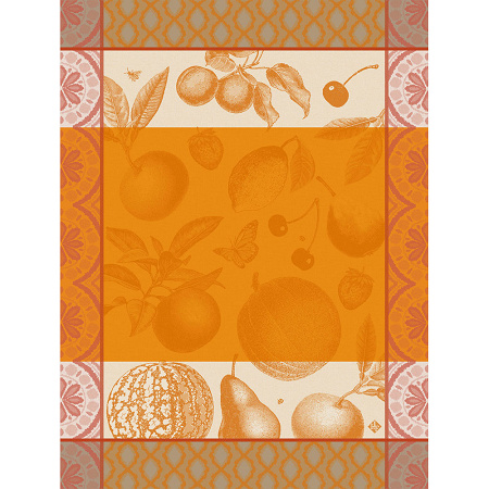 4 Torchons Arrière-Pays Melon 60×80 cm Le Jacquard Français