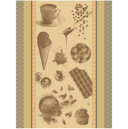 4 Torchons Choco­lats Recette Cacao 60×80 cm Le Jacquard Français