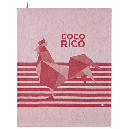 4 Torchons Coco Rico Rouge 60×80 cm Le Jacquard Français