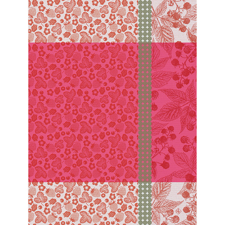 4 Torchons Cueillette d été Fraise 60×80 cm Le Jacquard Français