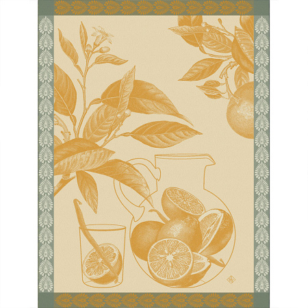4 Torchons Eaux Agrumes Manda­rine 60×80 cm Le Jacquard Français
