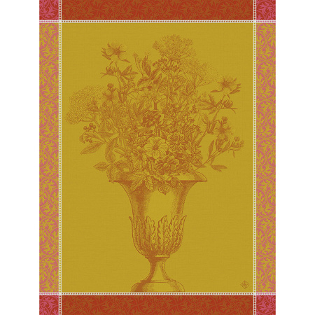 4 Torchons Florai­son Uni Gerbera 60×80 cm Le Jacquard Français