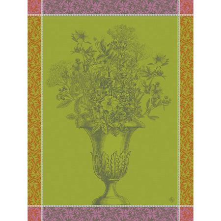 4 Torchons Florai­son Uni Zinnia 60×80 cm Le Jacquard Français