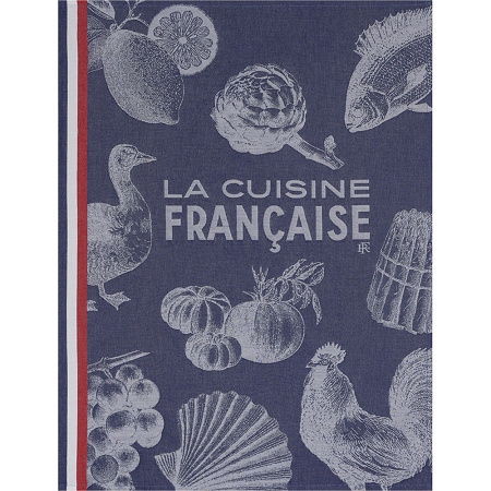 4 Torchons Gastro­no­mie Bleu 60×80 cm Le Jacquard Français
