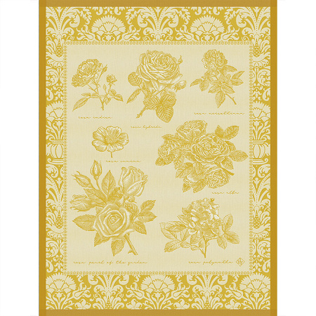 4 Torchons Jardin des Roses Golden 60×80 cm Le Jacquard Français