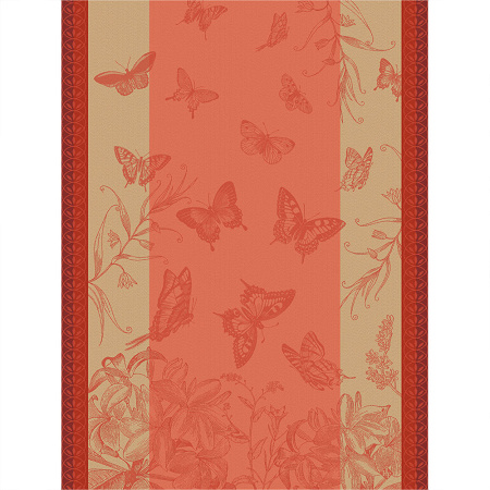 4 Torchons Jardins des Papillons Camé­lia 60×80 cm Le Jacquard Français