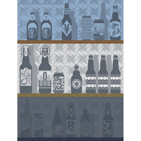 4 Torchons Néo Bras­seurs Gris 60×80 cm Le Jacquard Français