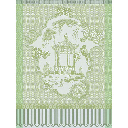 4 Torchons Prome­nade Impé­riale Jade 60×80 cm Le Jacquard Français