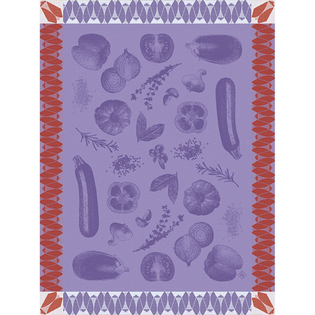 4 Torchons Rata­touille Auber­gine 60×80 cm Le Jacquard Français