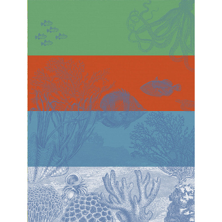 4 Torchons sous l’océan marin 60×80 cm Le Jacquard Français