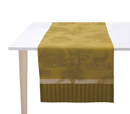 Chemin de table Souve­raine Or 50×150 cm Le Jacquard Français